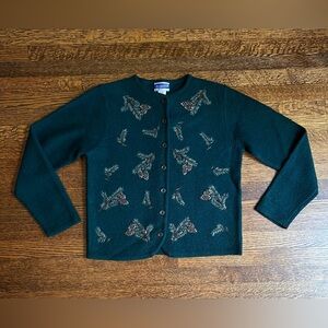Vintage Pinecone Sweater, Embroidered Wool Cardigan, Vintage Pendleton